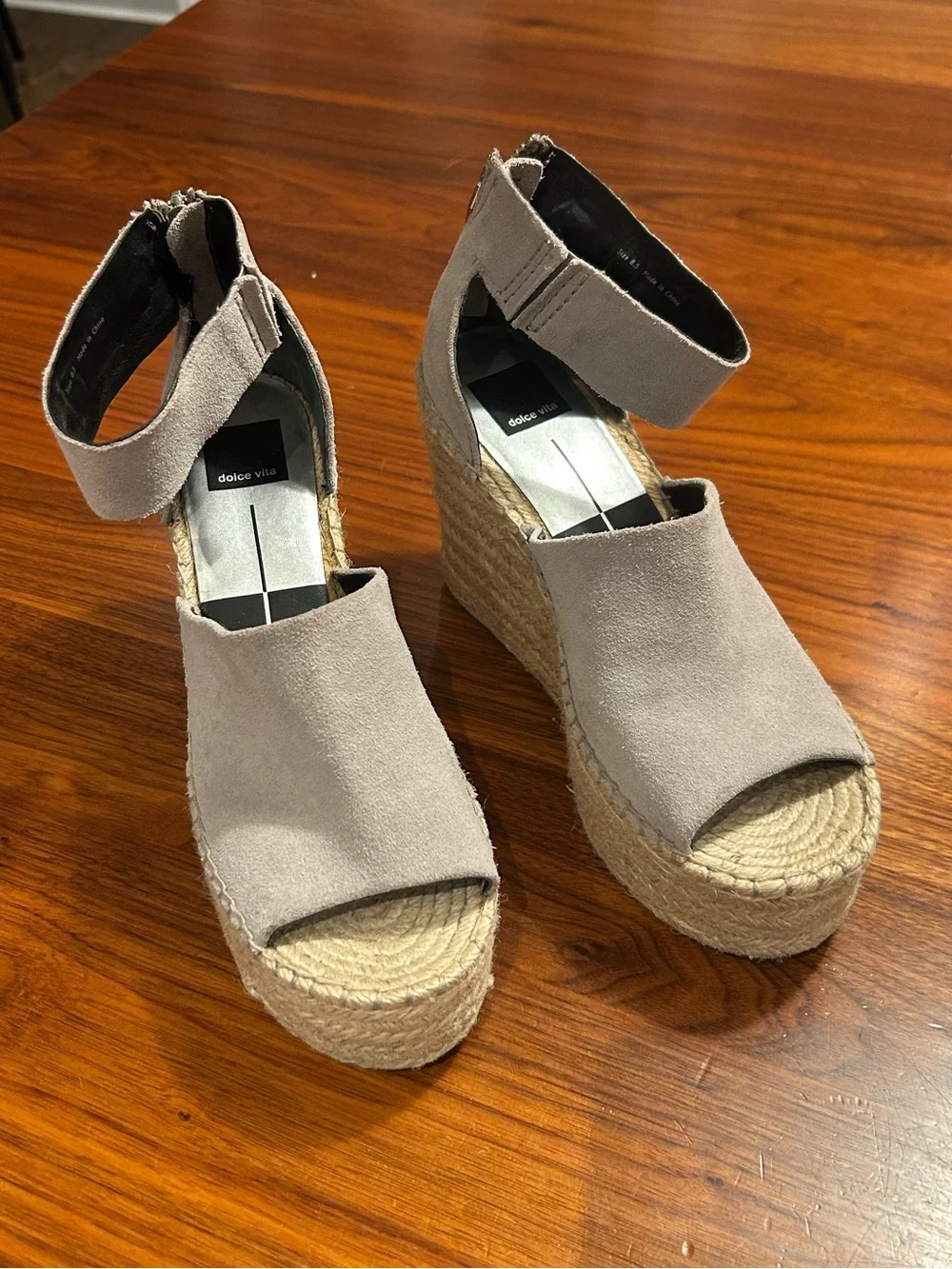 Dolce Vita Beige Suede Platform Espadrille Sandals